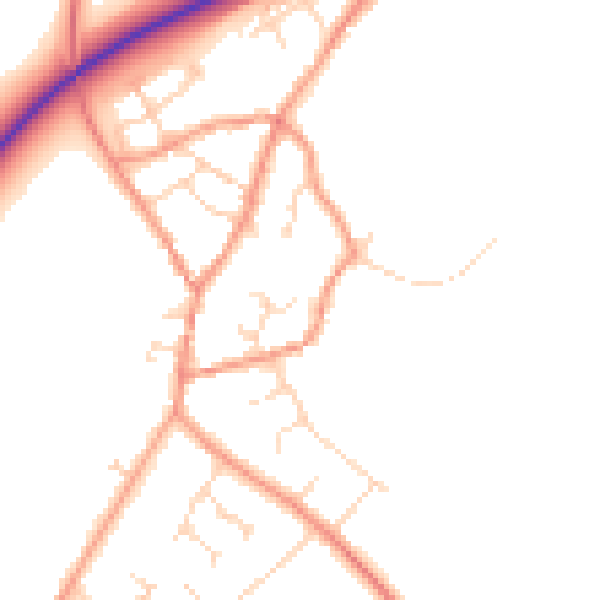 Daytime road noise heatmap for NN14 1NZ