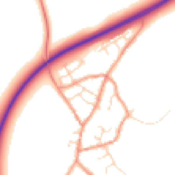 Daytime road noise heatmap for NN14 1PA