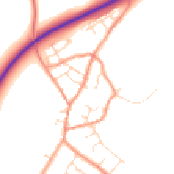 Daytime road noise heatmap for NN14 1RE