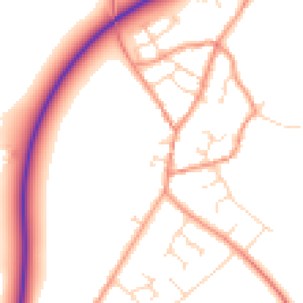 Daytime road noise heatmap for NN14 1SE