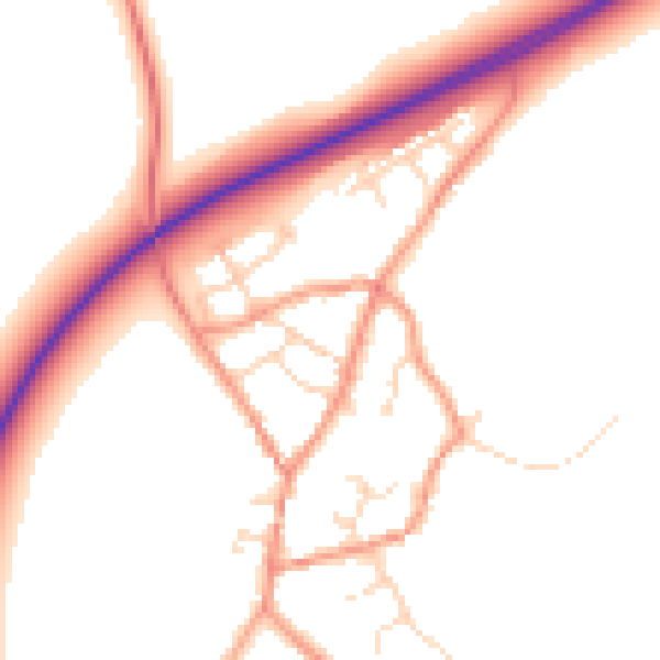 Daytime road noise heatmap for NN14 1SH