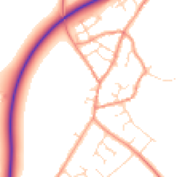 Daytime road noise heatmap for NN14 1SU