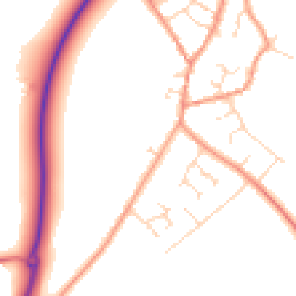 Daytime road noise heatmap for NN14 1TU