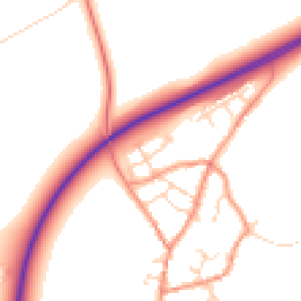 Daytime road noise heatmap for NN14 1UJ