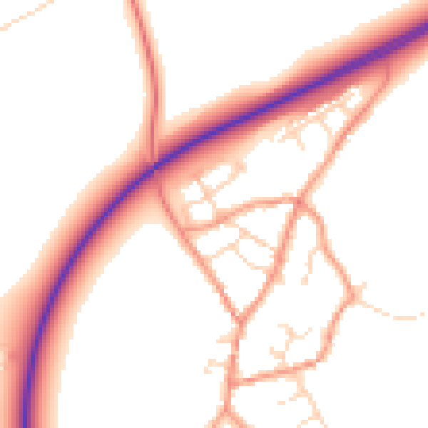 Daytime road noise heatmap for NN14 1UL
