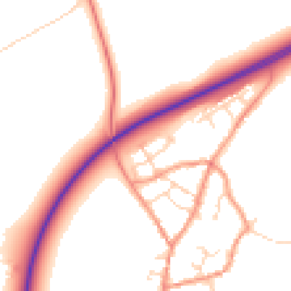 Daytime road noise heatmap for NN14 1UN
