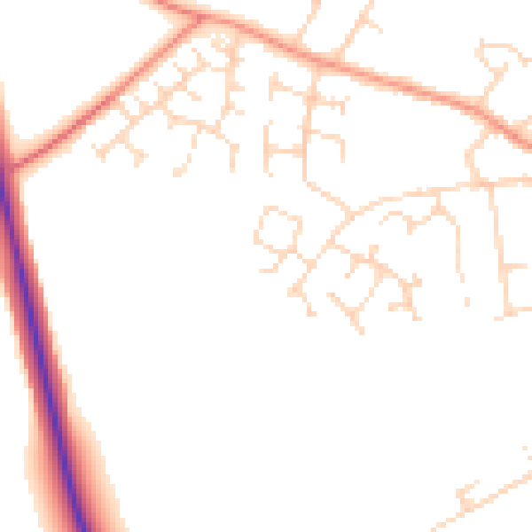 Daytime road noise heatmap for NN14 2FA