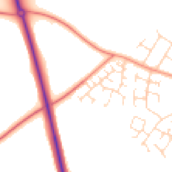 Daytime road noise heatmap for NN14 2FD
