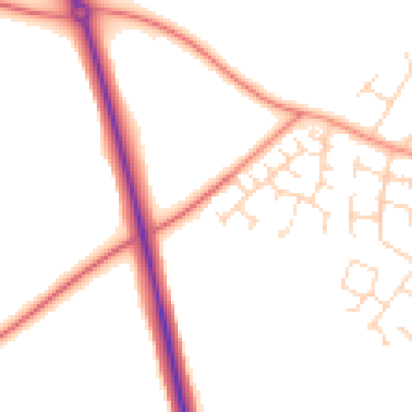 Daytime road noise heatmap for NN14 2FE