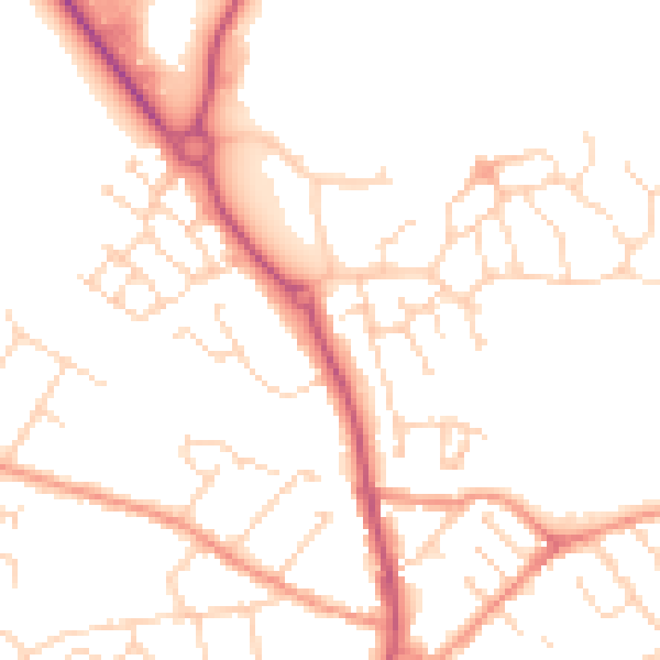 Daytime road noise heatmap for NN14 2JA