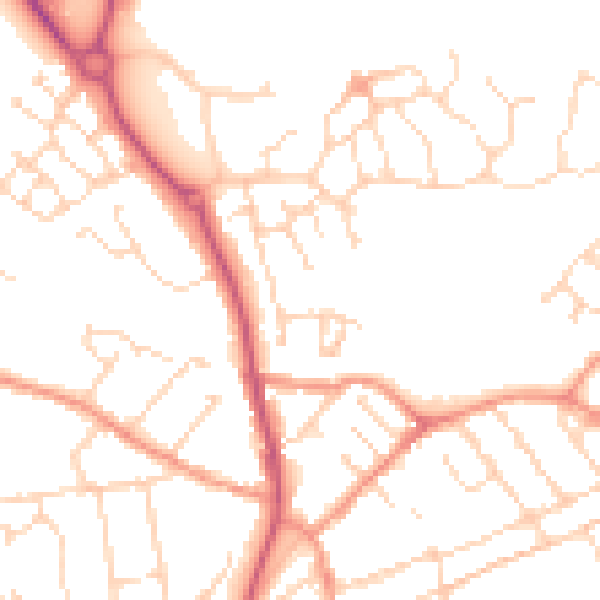 Daytime road noise heatmap for NN14 2JE