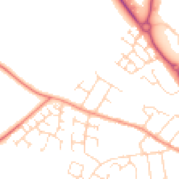 Daytime road noise heatmap for NN14 2LD