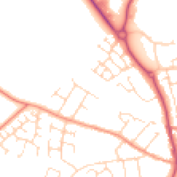 Daytime road noise heatmap for NN14 2LF