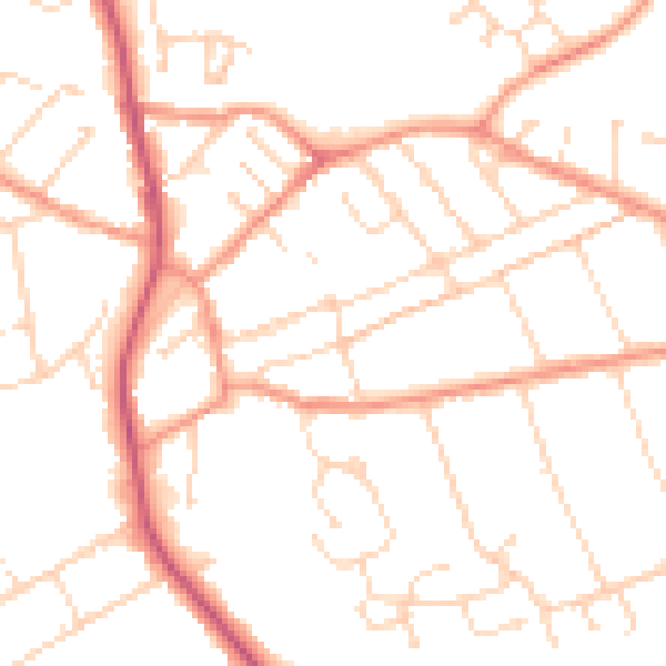 Daytime road noise heatmap for NN14 2LY