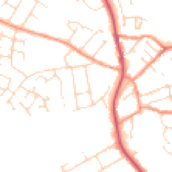 Daytime road noise heatmap for NN14 2NL
