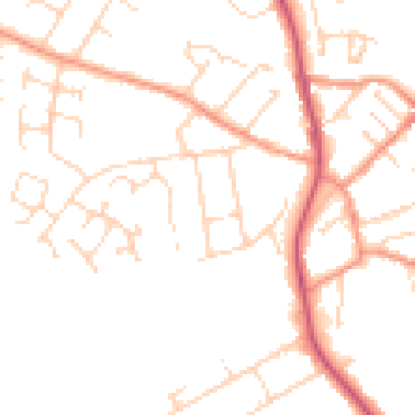 Daytime road noise heatmap for NN14 2NN