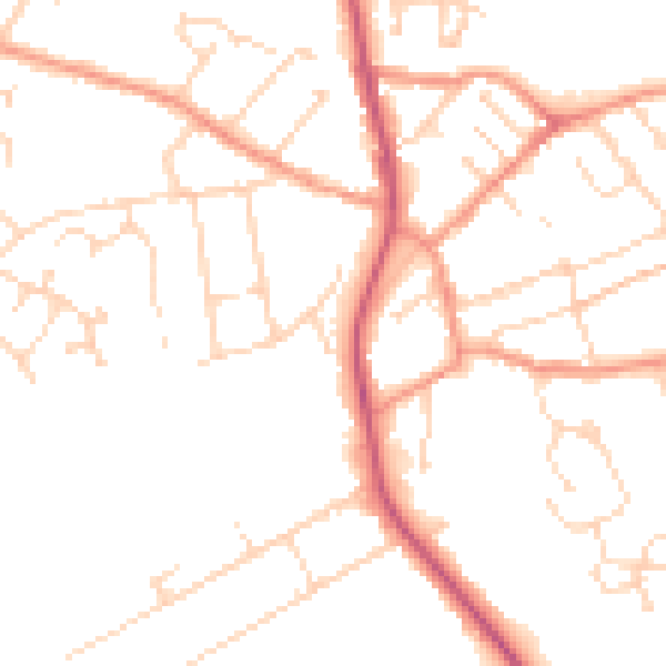 Daytime road noise heatmap for NN14 2PJ