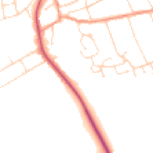 Daytime road noise heatmap for NN14 2SA