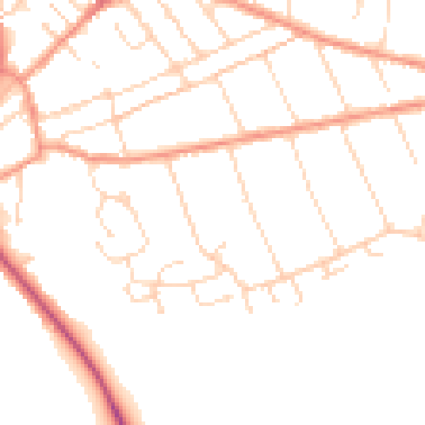 Daytime road noise heatmap for NN14 2SY