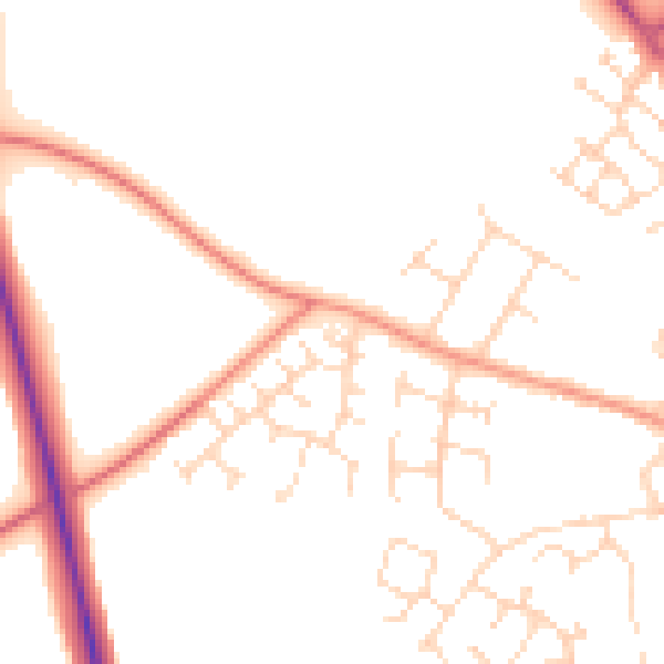 Daytime road noise heatmap for NN14 2UT