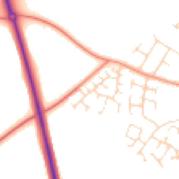 Daytime road noise heatmap for NN14 2UU