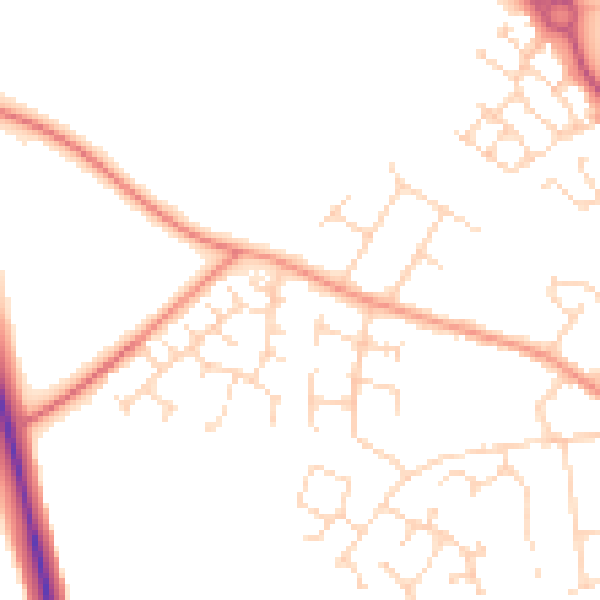 Daytime road noise heatmap for NN14 2UY
