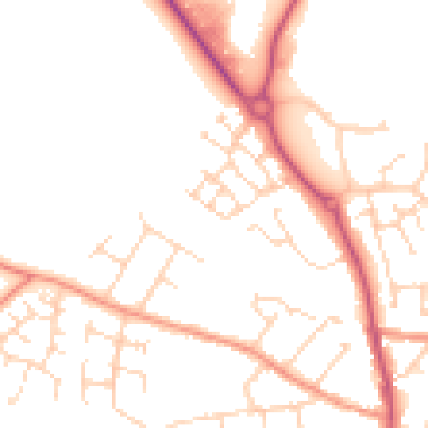 Daytime road noise heatmap for NN14 2WL