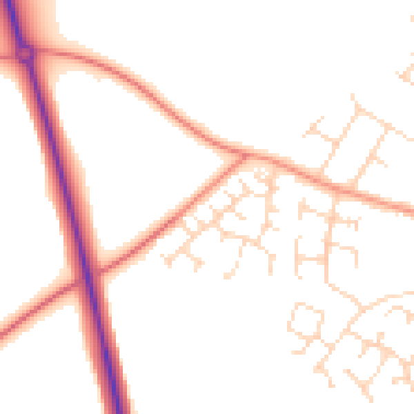 Daytime road noise heatmap for NN14 2XE