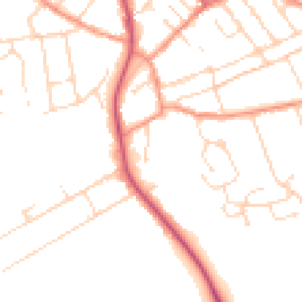 Daytime road noise heatmap for NN14 2XQ