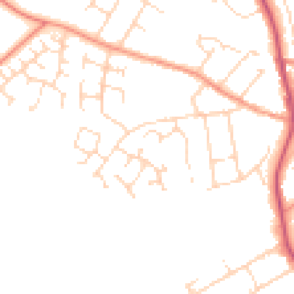 Daytime road noise heatmap for NN14 2YE