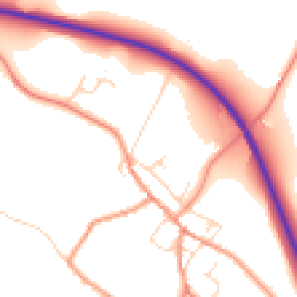 Daytime road noise heatmap for NN14 3AJ