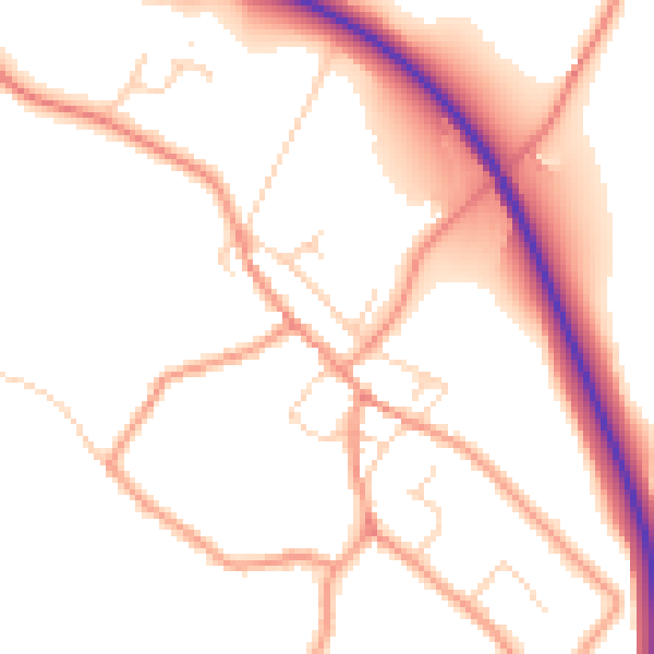 Daytime road noise heatmap for NN14 3EF