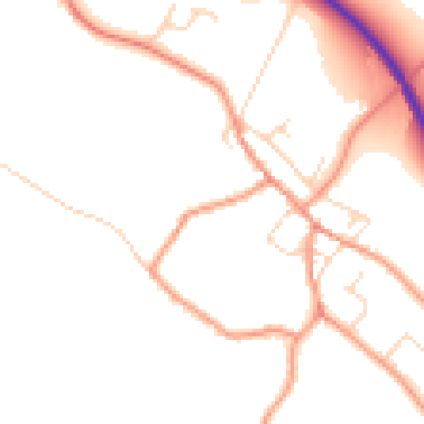 Daytime road noise heatmap for NN14 3ET