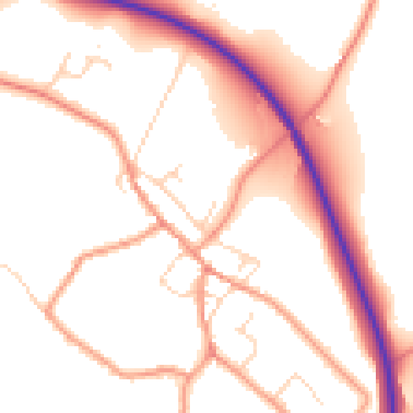 Daytime road noise heatmap for NN14 3EU