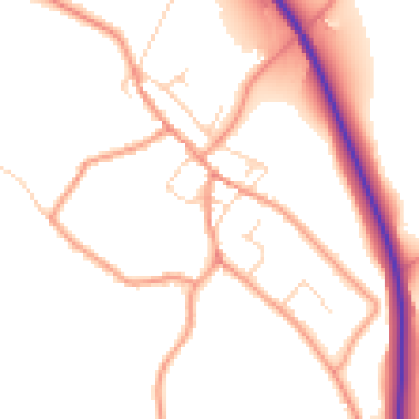 Daytime road noise heatmap for NN14 3EX