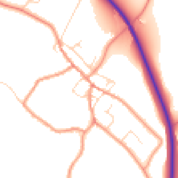 Daytime road noise heatmap for NN14 3EZ