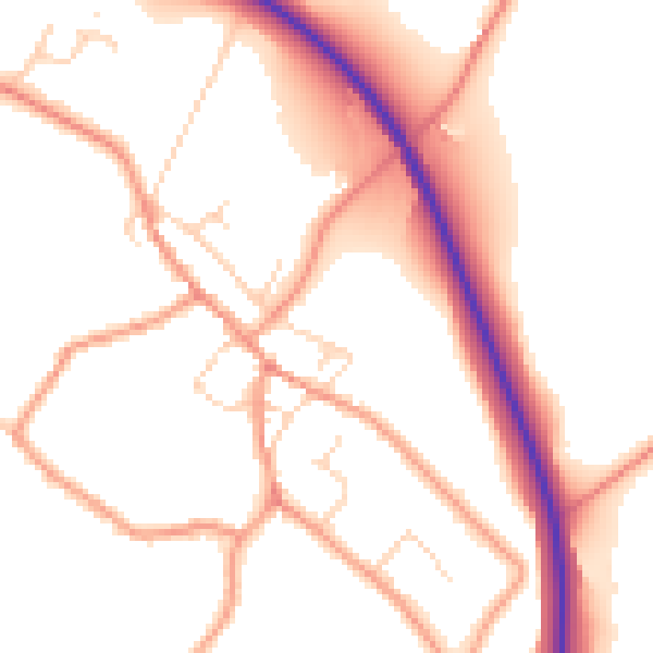 Daytime road noise heatmap for NN14 3HB