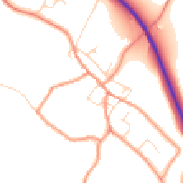 Daytime road noise heatmap for NN14 3HD
