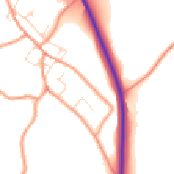 Daytime road noise heatmap for NN14 3HE
