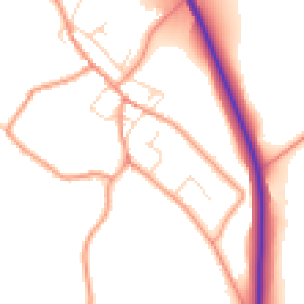 Daytime road noise heatmap for NN14 3HF