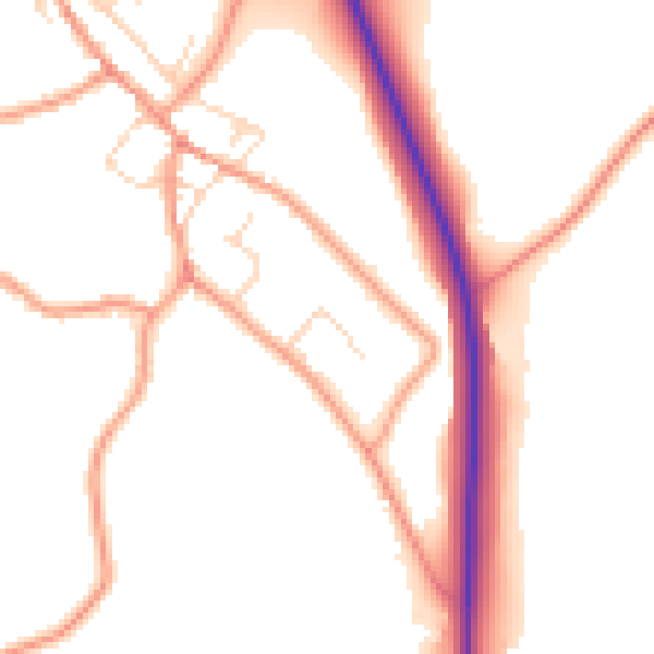 Daytime road noise heatmap for NN14 3HJ