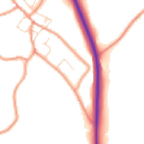 Daytime road noise heatmap for NN14 3HL
