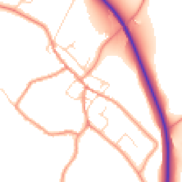 Daytime road noise heatmap for NN14 3HN