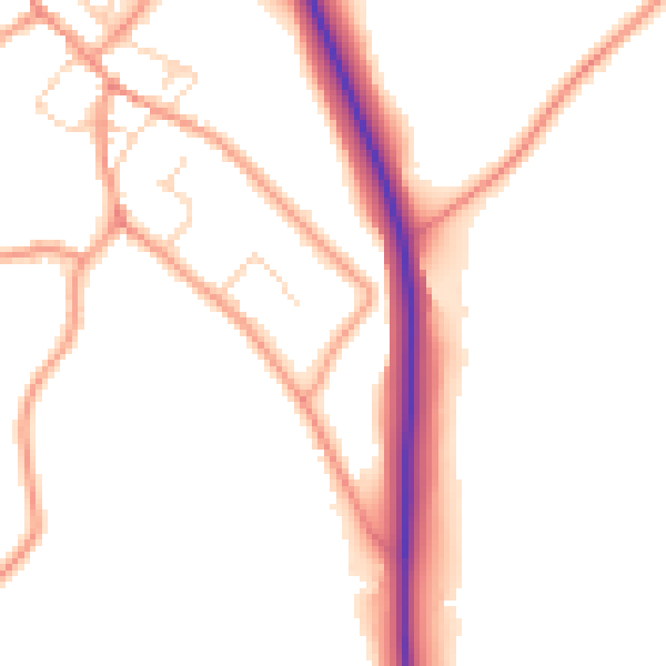 Daytime road noise heatmap for NN14 3JE