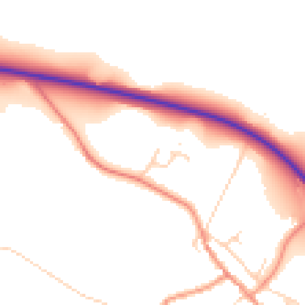 Daytime road noise heatmap for NN14 3JG