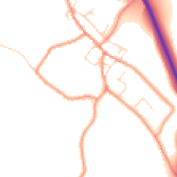 Daytime road noise heatmap for NN14 3JH