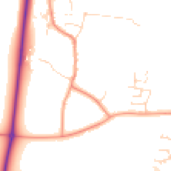 Daytime road noise heatmap for NN14 3JP