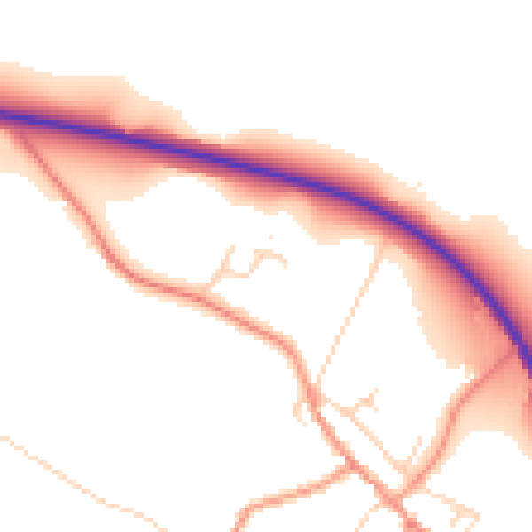 Daytime road noise heatmap for NN14 3JQ