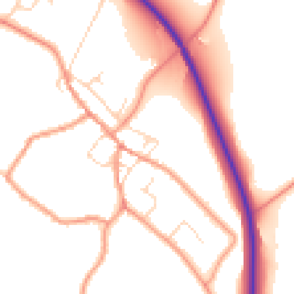 Daytime road noise heatmap for NN14 3LU