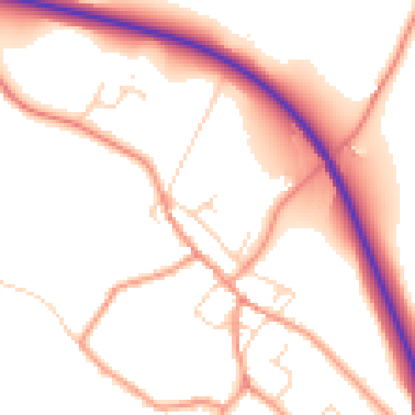 Daytime road noise heatmap for NN14 3LZ